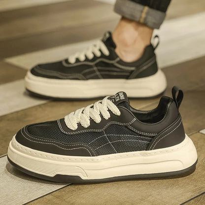 Sneakers da uomo ultraleggere in rete traspirante, scarpe casual alla moda con suola spessa, comode scarpe da ginnastica stringate per camminare tutti i giorni
