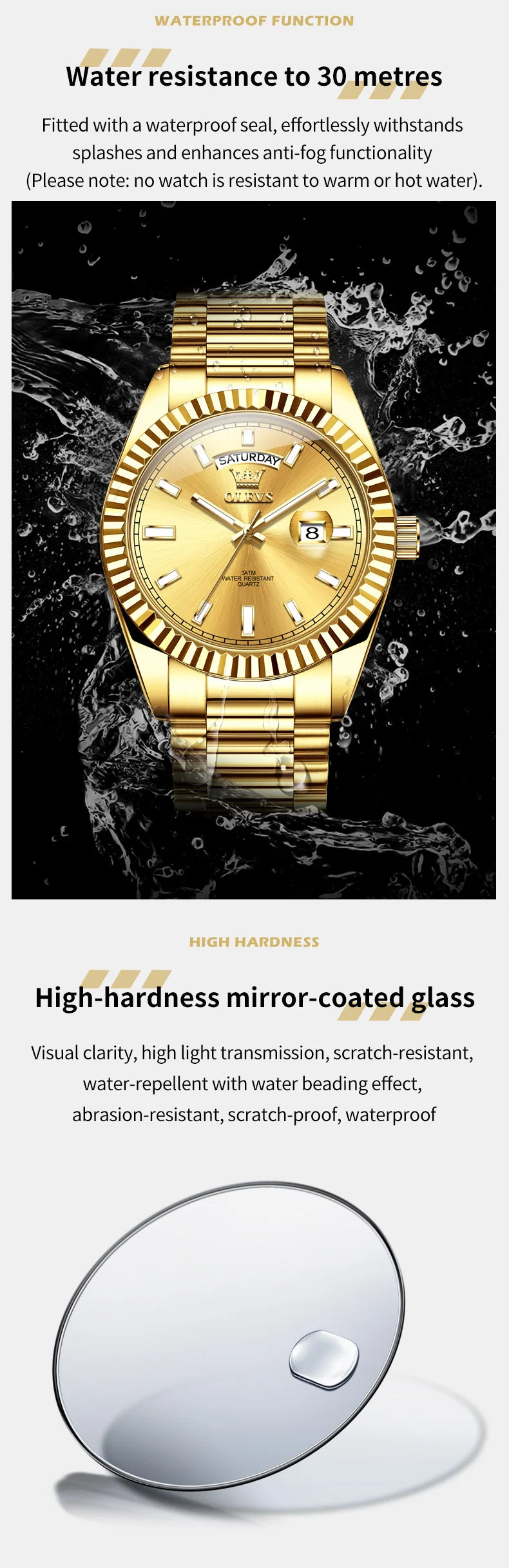 OLEVS 5650 Quartz Men's Watches Unique Week Calendar Display Luxury Brand Original Watches for Men Luminous Waterproof Man Watch