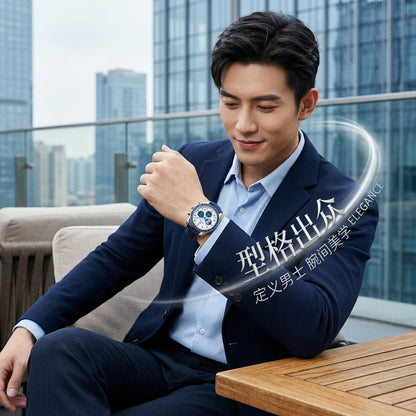 OMAYS Men's Luxury Sport Watch, 50th Anniversary Edition, Blue Nylon Band, Chronograph Quartz Wristwatch