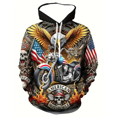 Men'S 3D White Wolf Print Hoodie, Casual Long Sleeve Pullover with Drawstring Pocket, 100% Polyester Slight Stretch Men Clothing