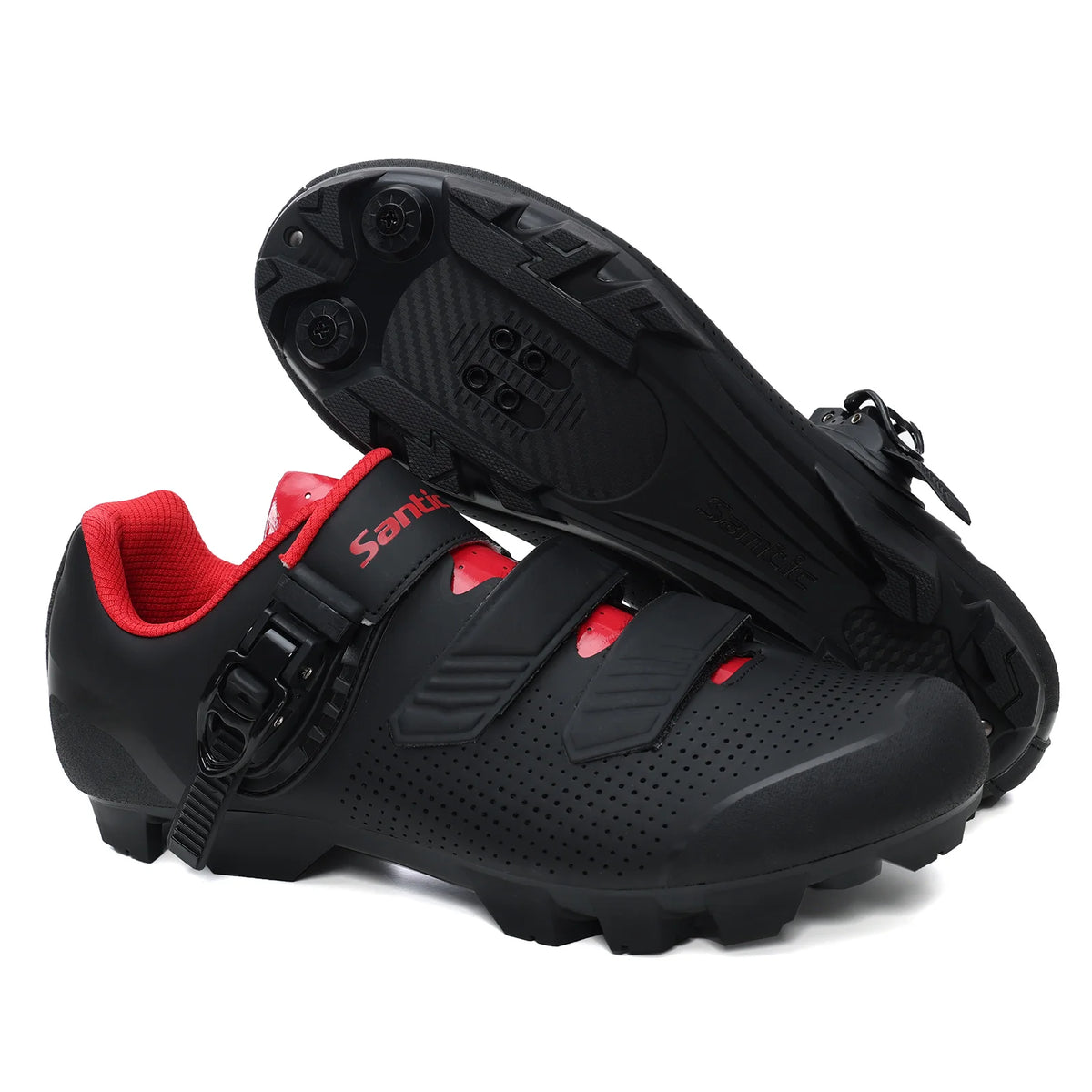 Santic Mountain Bike Lock Shoes for Men SPD Locking Shoes MTB Bike Accessories Breathable Self-Locking Unisex Cycling Sneakers