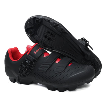 Santic Mountain Bike Lock Shoes for Men SPD Locking Shoes MTB Bike Accessories Breathable Self-Locking Unisex Cycling Sneakers