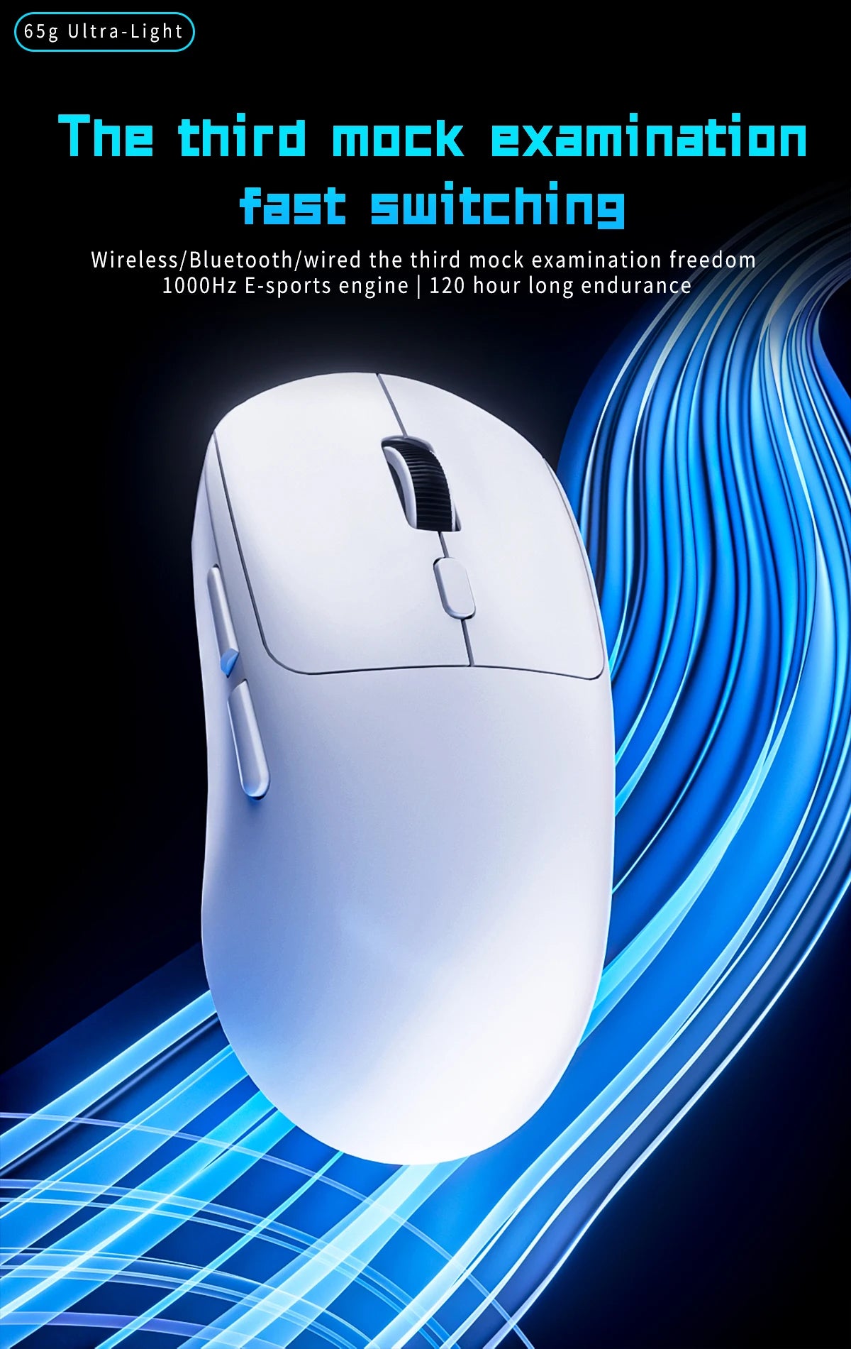 Rato Gaming Bluetooth Recarregável Gamer Paw3395 Leve, Ergonómico e Sem Fios para Esports