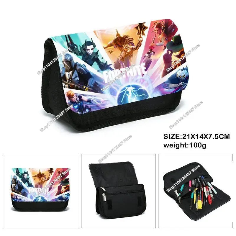 Anime Pencil Bag Kawaii Fortnite Pencil Case Large Capacity Waterproof Handheld Cosplay Pencil Pouch Office Stationary Gift Toy