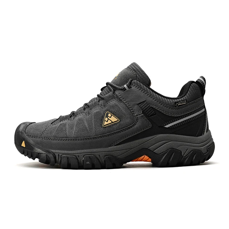 HIKEUP New High Quality Men Hiking Shoes Durable Leather Climbing Shoes Outdoor Walking Sneakers Rubber Sole Factory Outlet