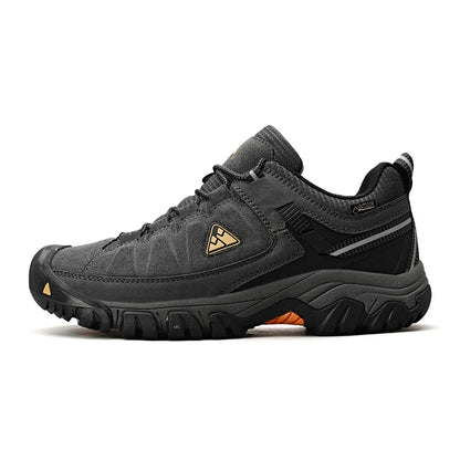 HIKEUP New High Quality Men Hiking Shoes Durable Leather Climbing Shoes Outdoor Walking Sneakers Rubber Sole Factory Outlet