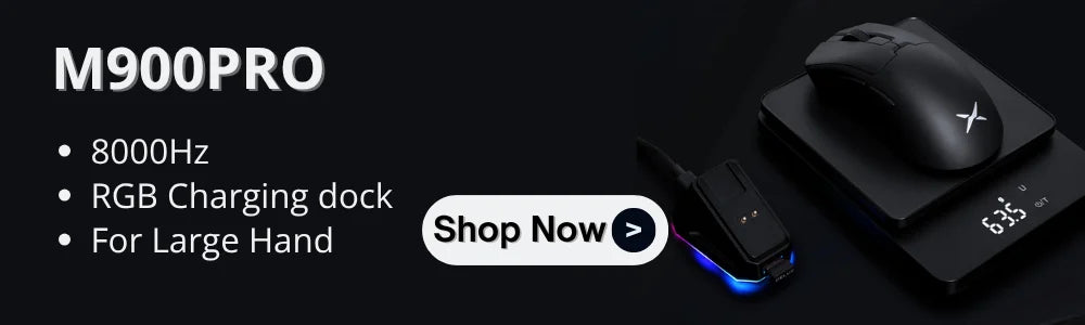 Rato Gaming Sem Fios Delux M900PRO Versão Ultraleve Ergonómico 1K/8K Polling Rate 50g PAW3395 para Destro com Mão Grande PC Gamer
