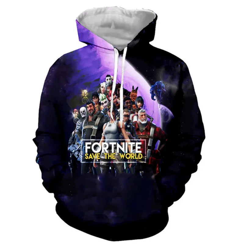Children's Fortnite 2024 Sweatshirt 3D Digital Printed Hoodie Men's and Women's Pullover Jacket Long Sleeve Children's Gift