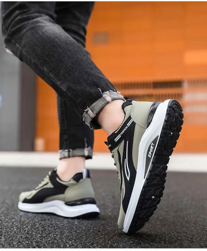 Men's Fashionable Korean Style Lace-Up Casual Running Shoes Comfortable Breathable Thick Bottom Sports Sneakers
