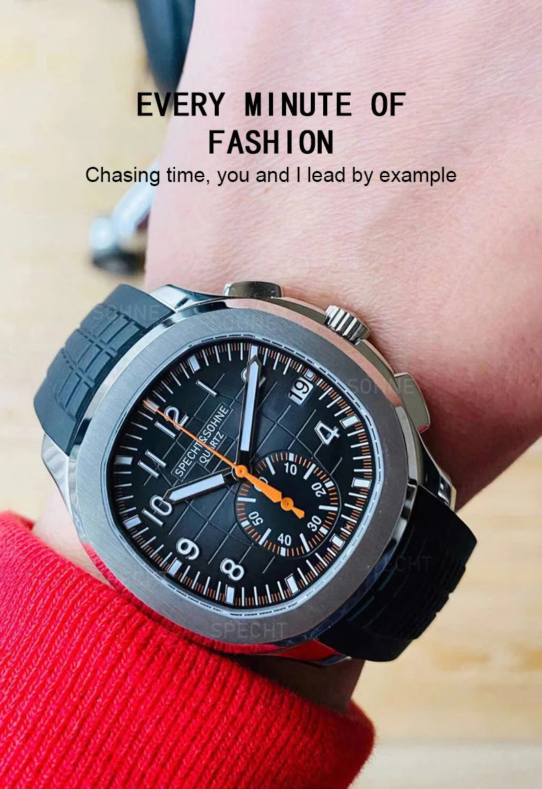 Droppshiping Products 2025 Men Watch Specht&Sohne Japan Chronograph Quartz Wristwatch Rose Gold Relogio Masculino 50M Waterproof