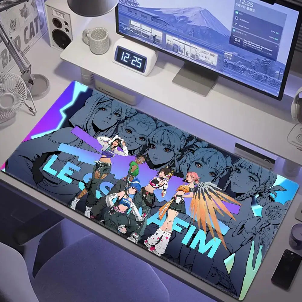 Tapete de Rato Gaming XXL HYBXAXC Sexy Anime Girls em Borracha Macia para Laptop, Escritório, Computador, Overwatch e Teclado