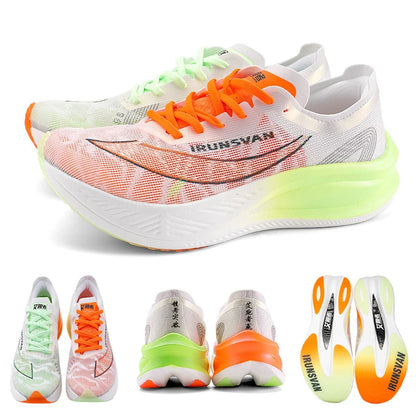 IRUNSVAN Nylon Carbon Plate Professional Marathon Running Shoes for Men Lightweight Cushioning Training Outdoor Sneakers for Women