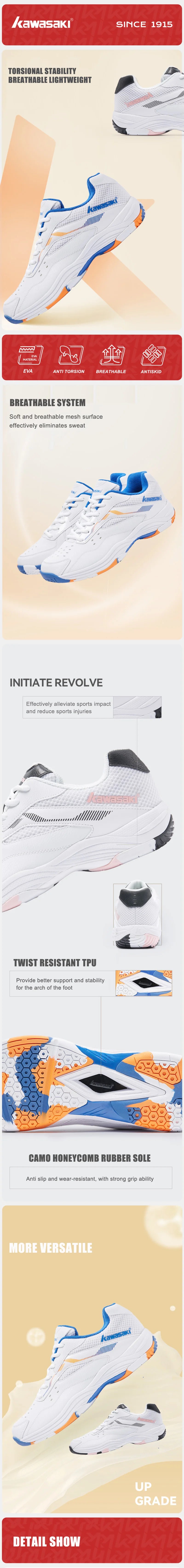 Kawasaki  Mens Badminton Shoes Professional Sports Shoes for Women Breathable Indoor Court Sneakers K-086