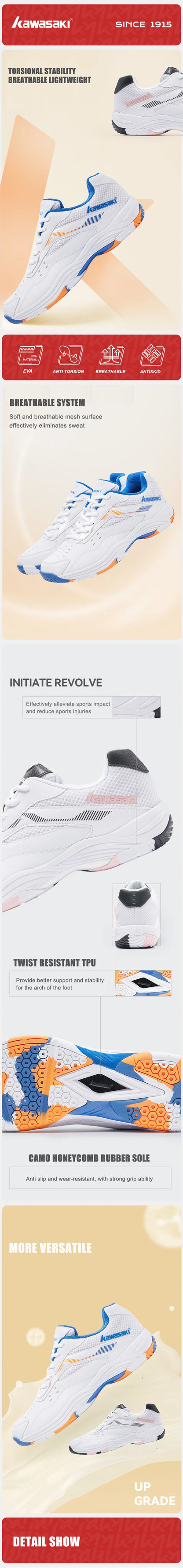 Kawasaki  Mens Badminton Shoes Professional Sports Shoes for Women Breathable Indoor Court Sneakers K-086