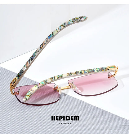 HEPIDEM Buffalo Horn Glasses Men Famous Brand Design Rimless Sunglasses Women Luxury Eyewear Horn-Rim Frameless Buffs Eyeglasses