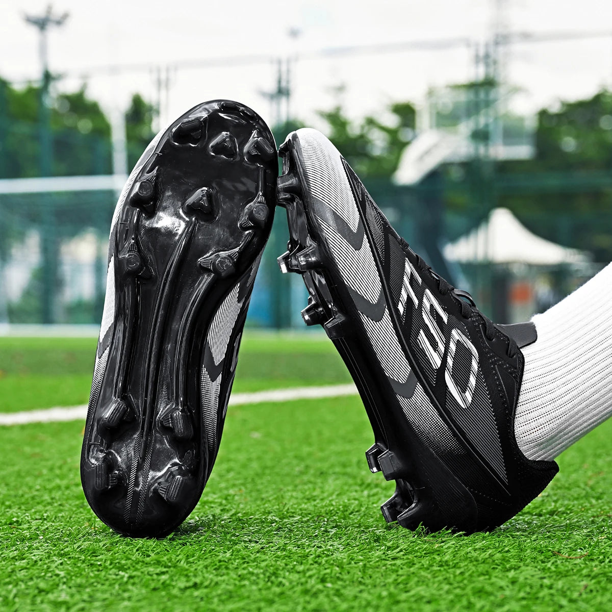 AG/FG Football Boots Kids Youth Teenagers PU+Fabric Upper TPU Sole Non-Slip Firm Ground Training