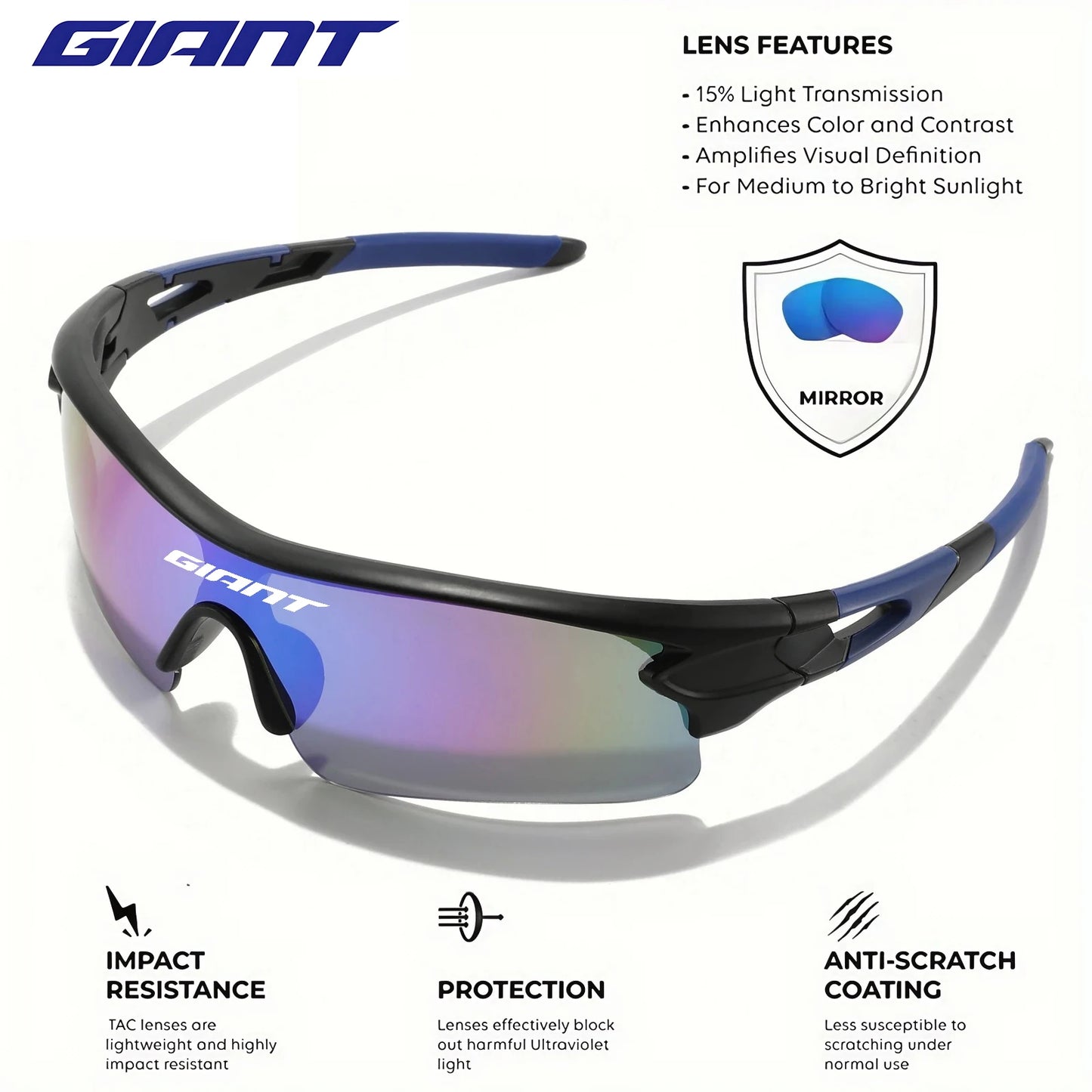 giant cycling Glasses UV400 Protection HD Lenses Lightweight Frame For Men Women Road Mountain Bike Riding climbing and fishing