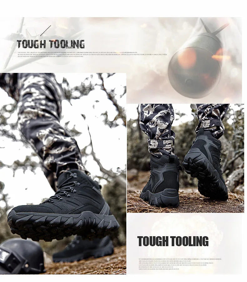 Botas Táticas de Combate Melhoradas para Homem, Calçado Outdoor de Treino, Campismo, Antidesgaste, Resposta Rápida, Caminhada, Pesca e Caça
