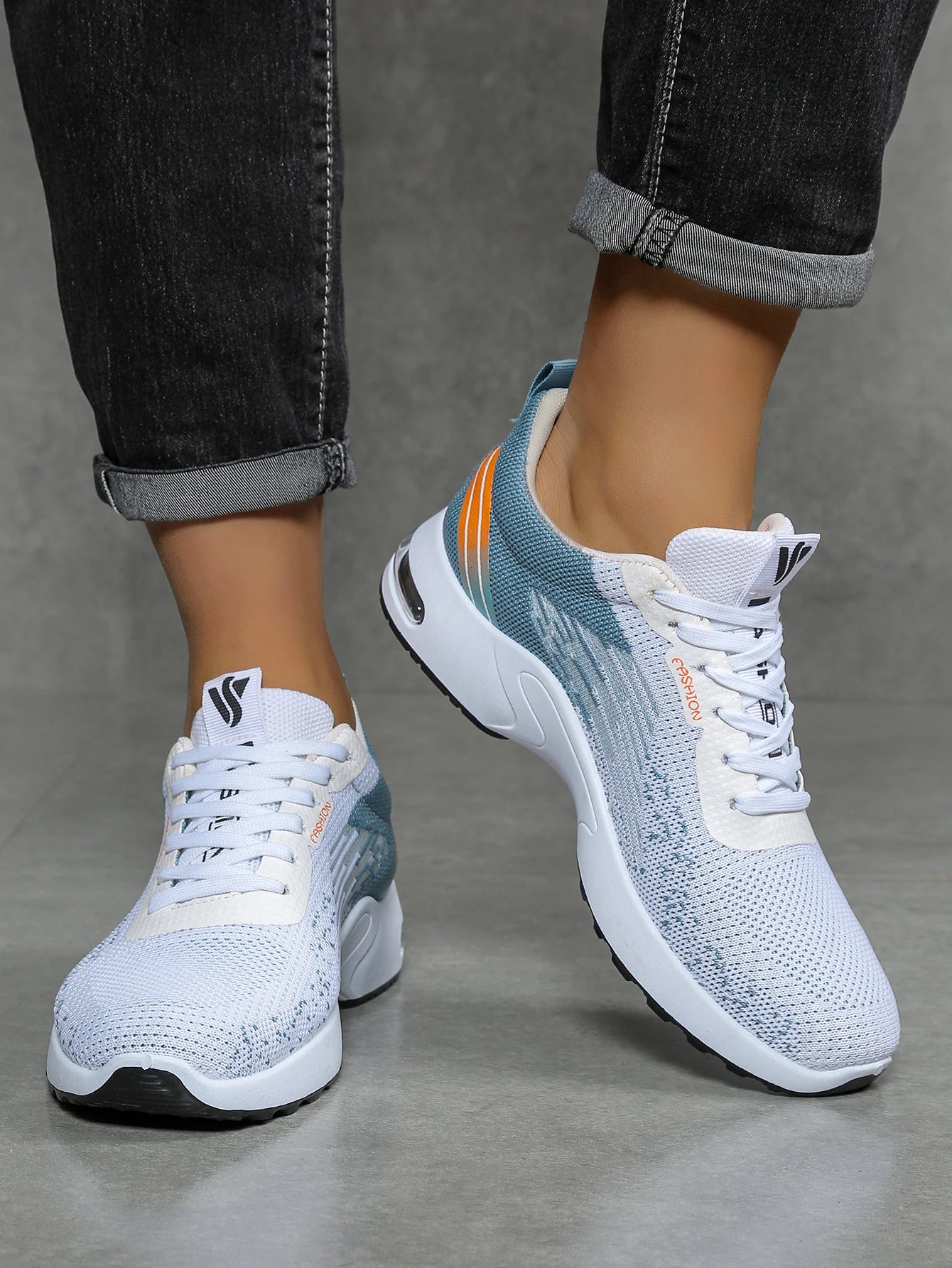 Men's shoes, men's casual shoes, breathable mesh, air-cushioned, soft-soled, color-blocked fashionable sports shoes