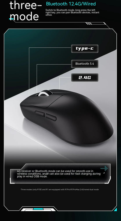 Rato Sem Fios VXE Dragonfly R1 Pro com Sensor Paw3395, Nordic 52840, 2khz, Smart Speed X, Baixa Latência, para Escritório, Gamer e PC Gaming