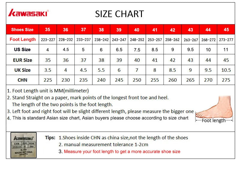 Kawasaki Shoe Men's Sneakers K1B50-C32023&C32011 Anti Twist Technology Professional Table Tennis Badminton Shoes Man Trainers