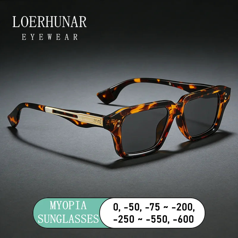 LOERHUNAR Classic Rivet Myopia Sunglasses Men and Women Vintage Outdoor Driving Shades Customize Optical Prescription Sunglasses