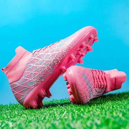 AG /FG Athletic Soccer cleats PU Fabric Comfort Upper TPU Anti-slip Long Studs Sole Reliable Quality Adult Kids Training Shoes