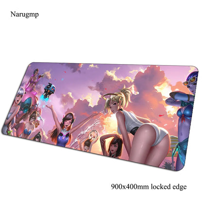 Tapete de rato Overwatch de aniversário, tapete para computador 900x400x3mm, tapete de rato gaming grande, presente para rato e teclado, jogos PC gamer, secretária