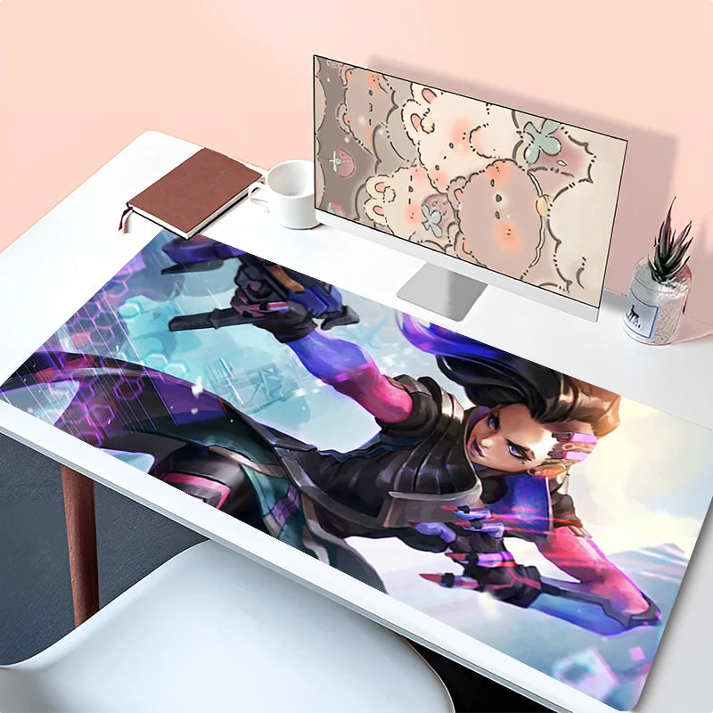 Tapete de Rato Anime para Portátil, Acessório de Escritório, Tapete para Teclado PC, Base de Borracha para Copo, Tapete de Rato Macio Grande, Tapete de Secretária Overwatch Sombra