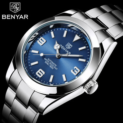 BENYAR 2025 Novo Relógio Mecânico Automático para Homem, Estilo Business e Desportivo, Relógio Masculino de Luxo, 50M à Prova de Água