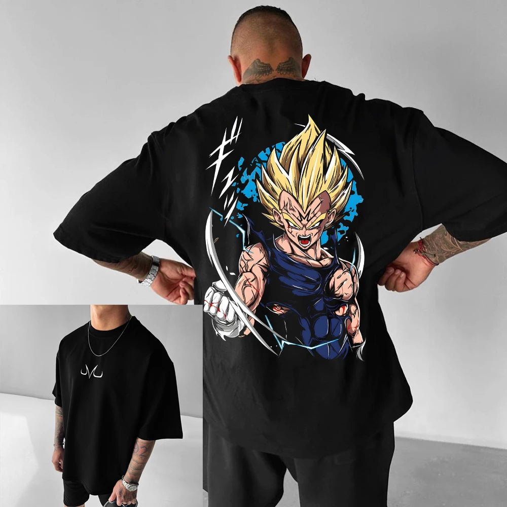 Dragon Ball Z-print T-shirt i bomuld med korte ærmer Son Goku Vegeta til mænd og kvinder Harajuku Y2k Tee vintage sommer-streetwear