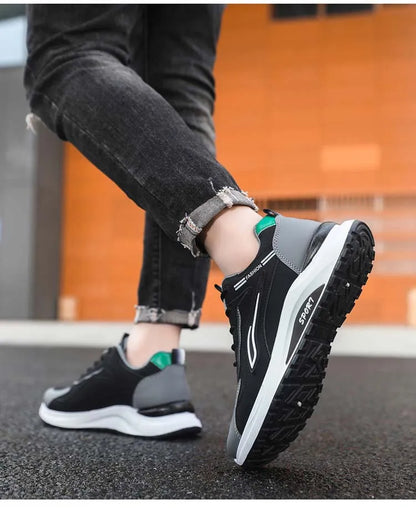Men's Fashionable Korean Style Lace-Up Casual Running Shoes Comfortable Breathable Thick Bottom Sports Sneakers