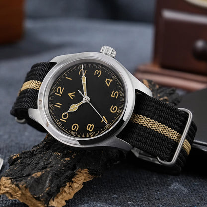 Relógio de Quartzo Vintage Militar Militado ML08 V2 com Movimento VH31, Vidro Duplo de Safira, Luminescência C3 BGW-9, Impermeável, 38mm