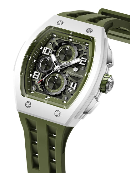 TSAR BOMBA New TB8204 Watch for Men Japan Quartz Chronograph 50M Waterproof Wristwatch Fashion Sport Clock Male Luxury Mens Gift