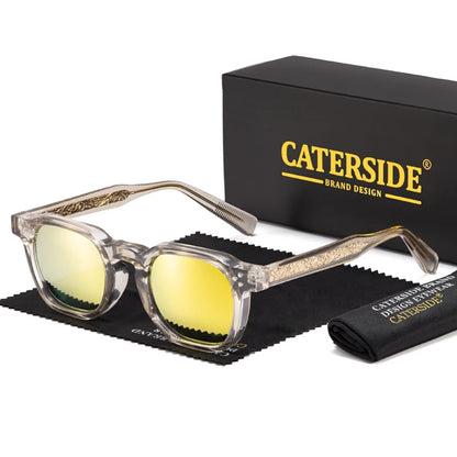 CATERSIDE Fashion Mirror Men Polarized Sunglasses Luxury Core Insert Leg Design Sun Glasses Women Party Outdoor Travel Glasses