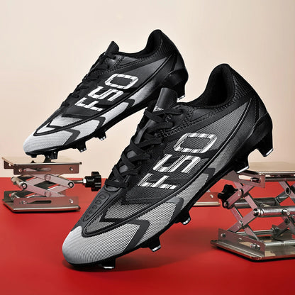 AG/FG Long Studs Soccer Shoes，PU Fabric Mixed Upper，TPU Sole Wear Resistant Anti Slip，Men Women Kids Youth Outdoor Sports
