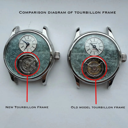 Merkur 100% Tourbillon Watch Men's Natural Stone Dial Sapphire Watch For Men Mechanical Wristwatches Relogio Masculino