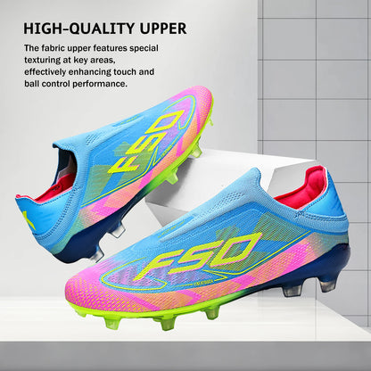 AG/FG Firm Ground Soccer Cleats for Men Women Kids Youth PU Fabric Rubber Sole Non-Slip Wear-Resistant Training Boots
