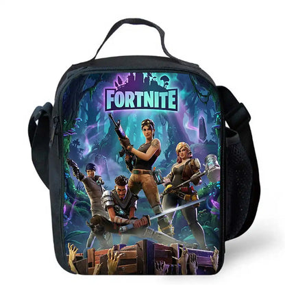 Children's Cartoon Fortnite Picnic Bag For Boys and Girls Age 5-10，Kids Insulated Cooler Lunch Bags Cute Portable Lightweight