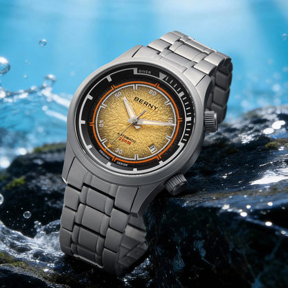 BERNY Titanium Diver Watches for Men 20ATM Super Luminous Automatic Mechanical Men's Dive Watch Sapphire Swim Diving Wristwatch