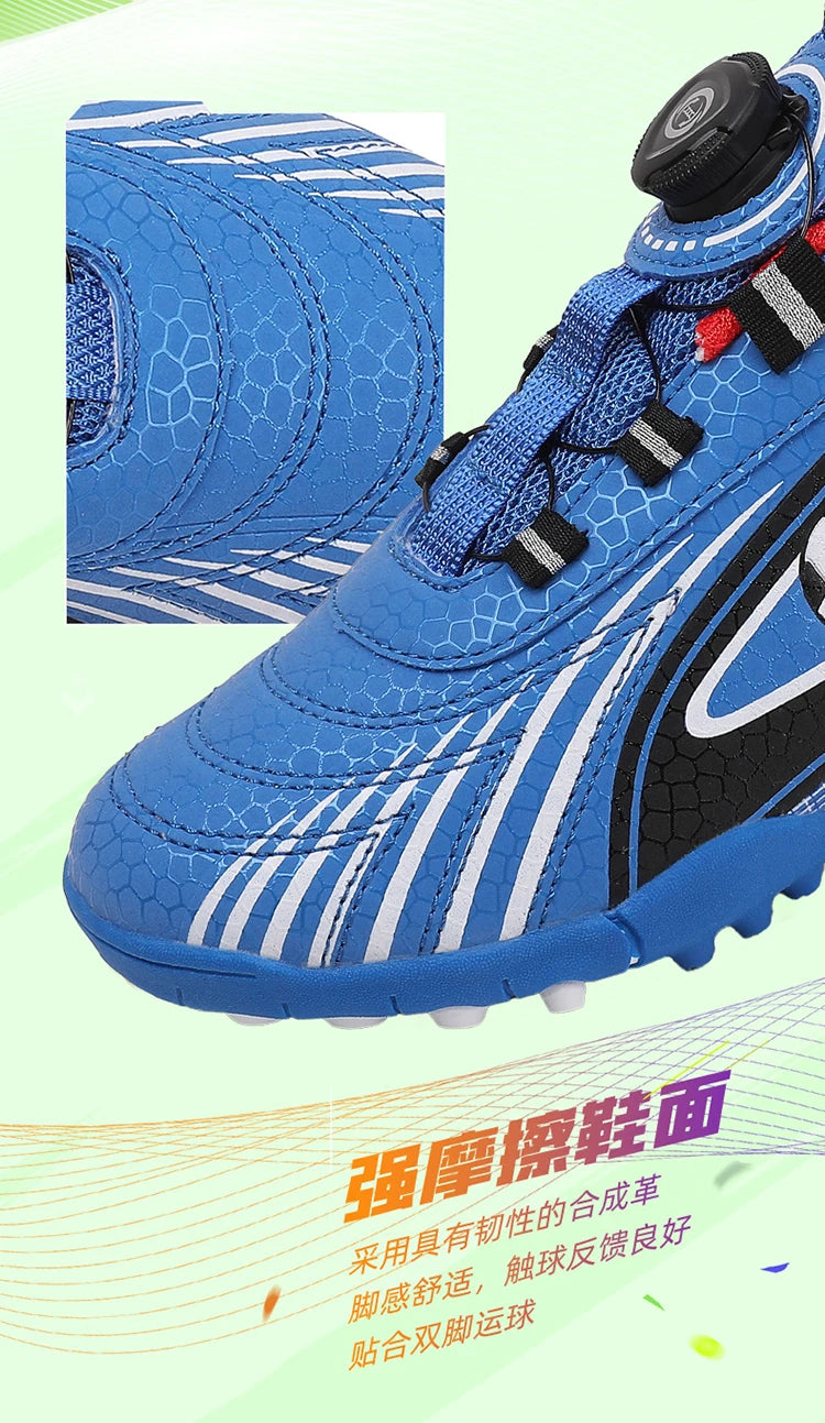 Children's Rotating Buckle Sneaker Students Competition Training Football Shoes Fashionable Lightweight Anti slip Footwear