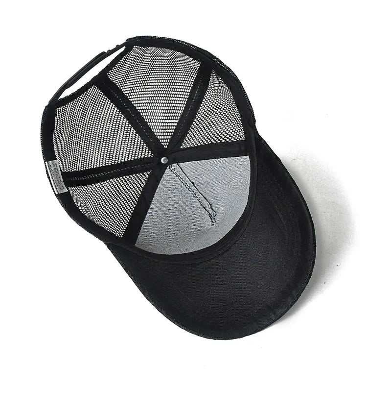 High top hat, mesh men's baseball cap, summer sun protection, breathable outdoor truck cap, men's
