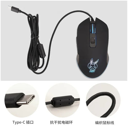 Kolorowa, podświetlana mysz USB-C z wyciszonym kliknięciem do notebooka Type-C – mysz gamingowa