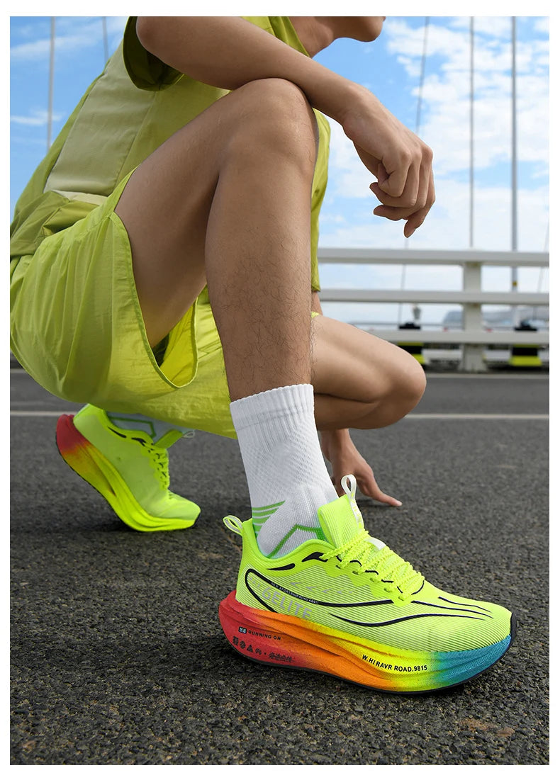 Men  Running Shoes Carbon Board Speciality Marathon Sports Breathable Lightweight Women's Comfortable Athletic Nonskid Sneakers