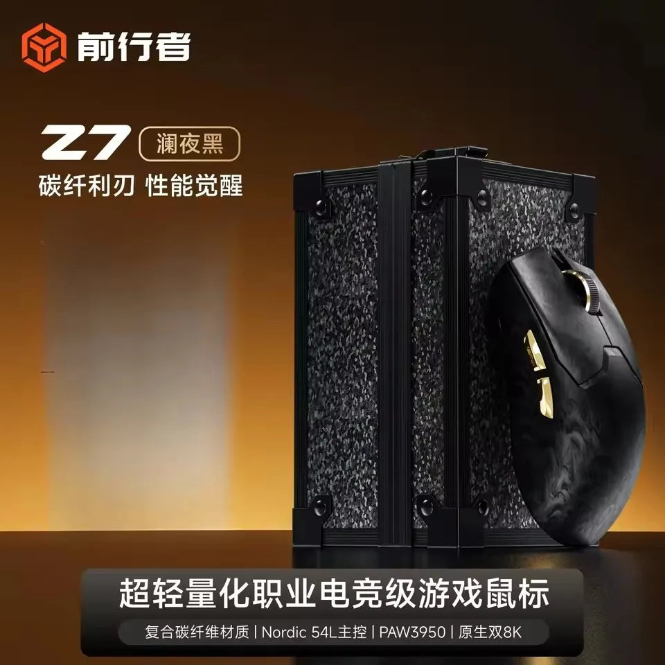 Rato Sem Fios EWEADN Z7 em Fibra de Carbono Paw3950 Dual 8k, Leve, de Tamanho Médio, Ergonómico, para Esports e Gaming FPS, Acessório para PC