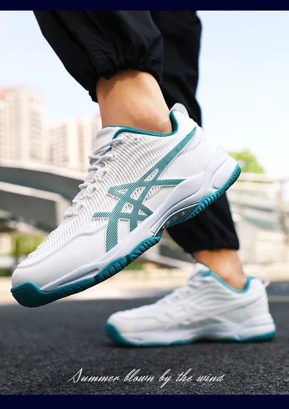 Men Women Badminton Shoes Table Tennis Shoes for Volleyball Handball Sports Sneakers Anti-Skid Mesh Breathable Field Training