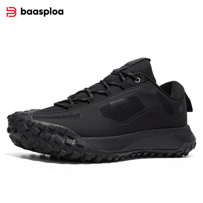 Baasploa Hiking Shoes Men Outdoor Waterproof Camping Resistant Non Slip Sneakers Male Casual Lightweight Lace-Up Walking Shoes