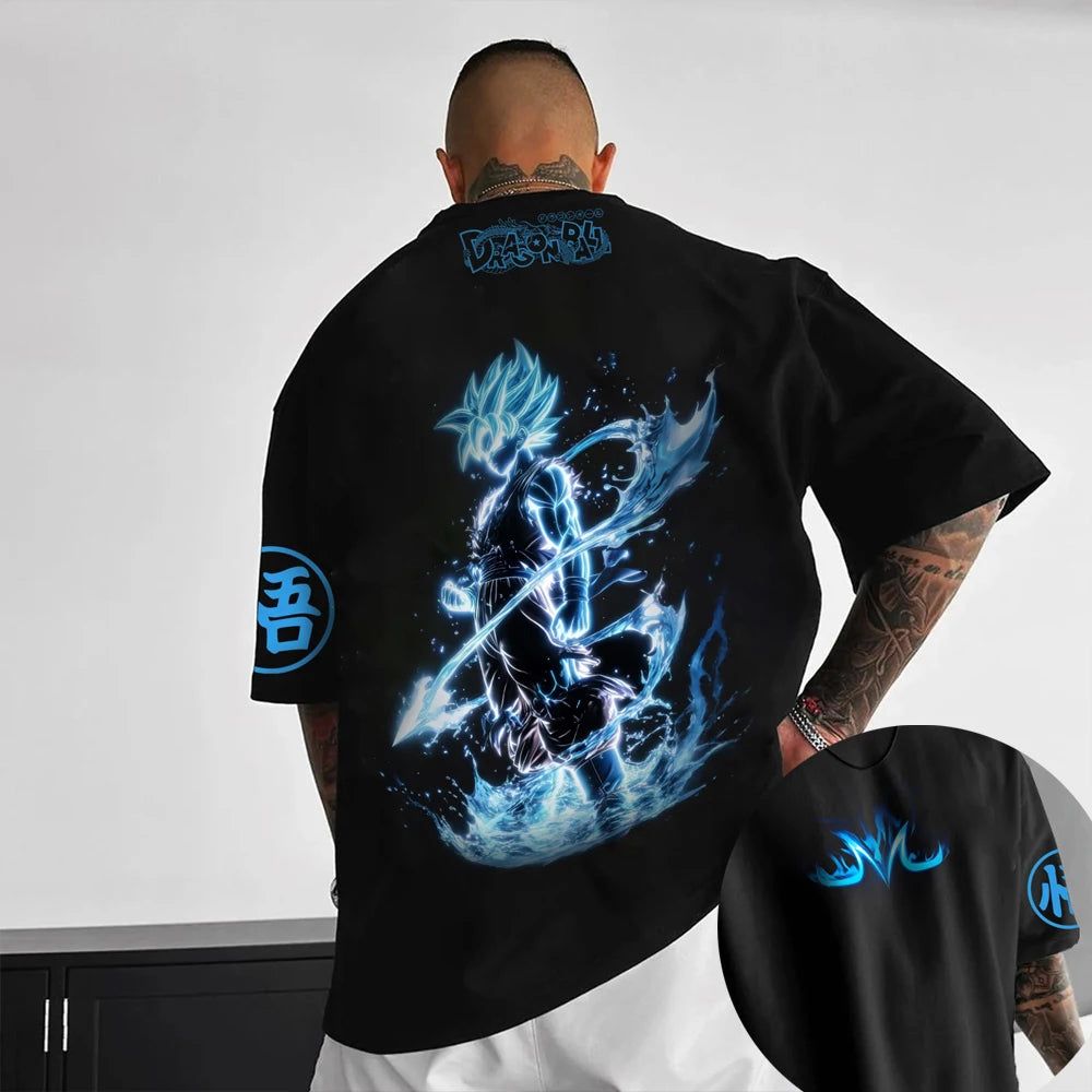 Dragon Ball Z Son Goku All Forms Broly Blue Aura Group Print Kids Oversized T-Shirt Mens Anime Streetwear Anime Tee For Fans