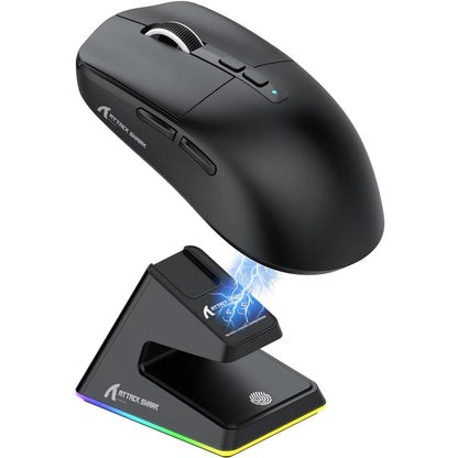 ATTACK SHARK X6 Superlight Gaming Mouse with Charging Dock, 49g Wireless Gaming Mouse, PixArt PAW3395 Sensor, Tri-Mode BT/2.4G/Wired, 26000 DPI