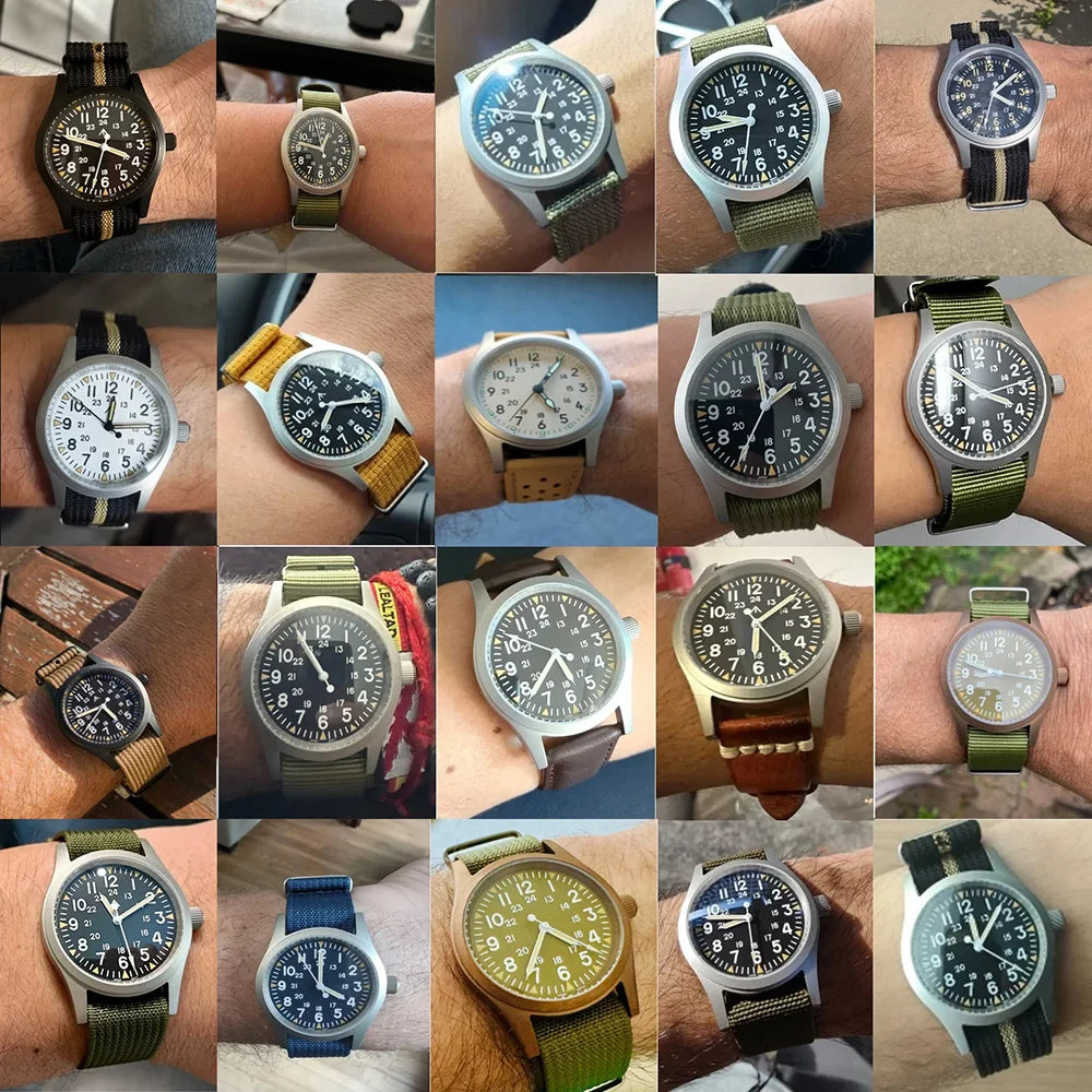 Militado ML05 Military Watch VH31 Sweep Quartz Movement Top Hat Domed Sapphire Crystal Vintage Watch 100m Waterproof Mens Watch